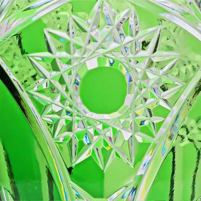 Marcolin Art Crystal マルコリン クリスタル 花瓶 緑白 Crystal Centerpiece in Green and Bronze by Martin Benito, Paris