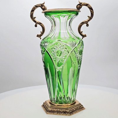 Crystal Centerpiece in Green and Bronze by Martin Benito, Paris