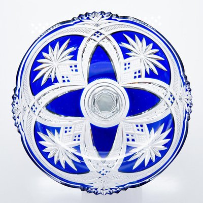 Baccarat Deep Blue Crystal Cut Glass, France, 1920s for sale at Pamono