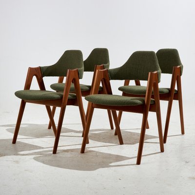 Compass Teak Dining Chair by Kai Kristiansen for Sva Mobler 1960s Set of 4