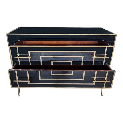 Dresser with Two Drawers in Black Murano Glass, 1980s for sale at Pamono