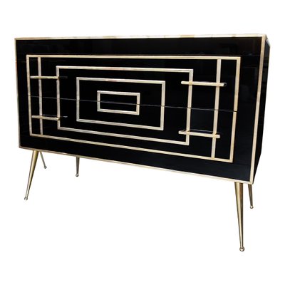 Dresser with Two Drawers in Black Murano Glass, 1980s for sale at Pamono Dresser with Two Drawers in Black Murano Glass, 1980s for sale at Pamono