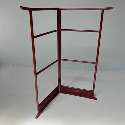 アンティーク Folding Glass Japanned Top Stand Antique Japanese Lacquered Crane Kimono Hanger Stand for