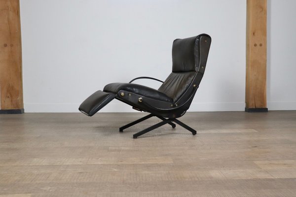P40 Lounge Chair in Original Leather by Osvaldo Borsani for Tecno