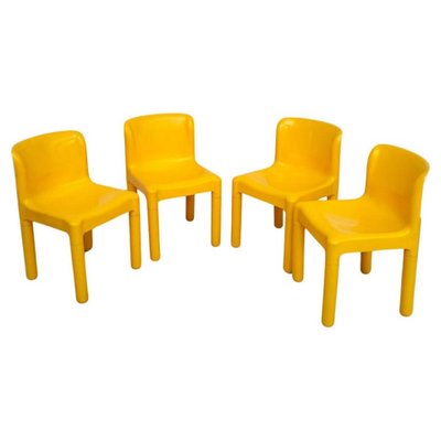 Yellow Model 4875 Chairs by Carlo Bartoli for Kartell, 1974, Set