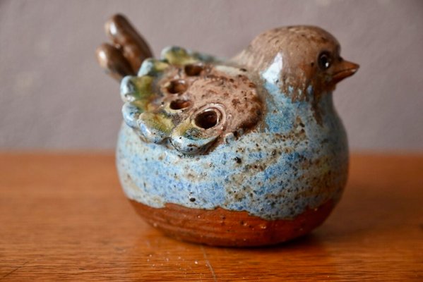 Pique-Fleurs Bird in La Borne Sandstone in Zoomorphic Ceramic by