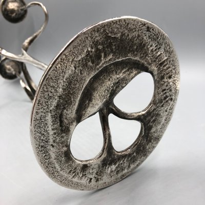 SUPERBE COLLIER ANCIEN BICHE DE BERE brutaliste en bronze plaqué argent