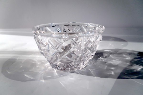 Vintage Crystal & Bamboo Basket from Tiffany & Co., 1990s Vintage Crystal & Bamboo Basket from Tiffany & Co., 1990s