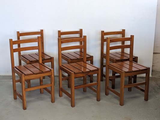 French Pine Mountain Chalet Chairs 1970s Set of 6 for sale at Pamono