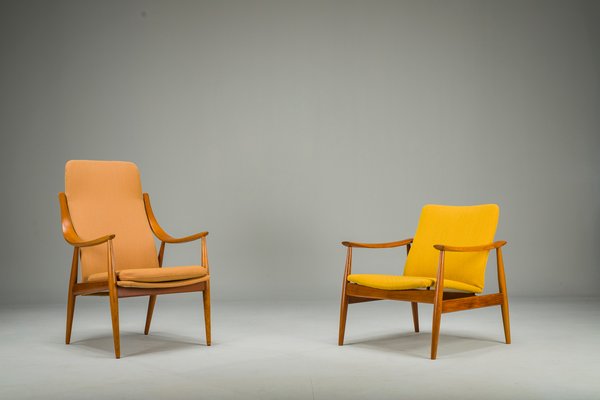 Mid Century Danish Easy Chairs Model 138 by Finn Juhl for France Son 1950s