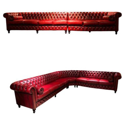 Vintage Oxblood Red Chesterfield Corner Couch