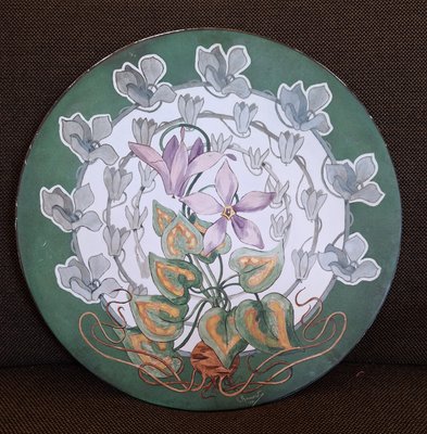 Antiker handbemalter Teller im Jugendstil, 1901