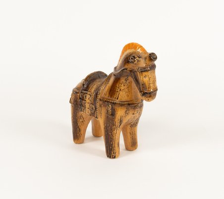 Mid-Century Horse Sculpture in Glazed Ceramic attributed to Aldo