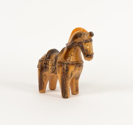 Mid-Century Horse Sculpture in Glazed Ceramic attributed to Aldo