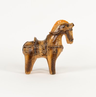 Mid-Century Horse Sculpture in Glazed Ceramic attributed to Aldo