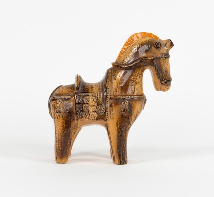 Mid-Century Horse Sculpture in Glazed Ceramic attributed to Aldo