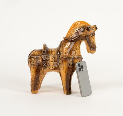 Mid-Century Horse Sculpture in Glazed Ceramic attributed to Aldo