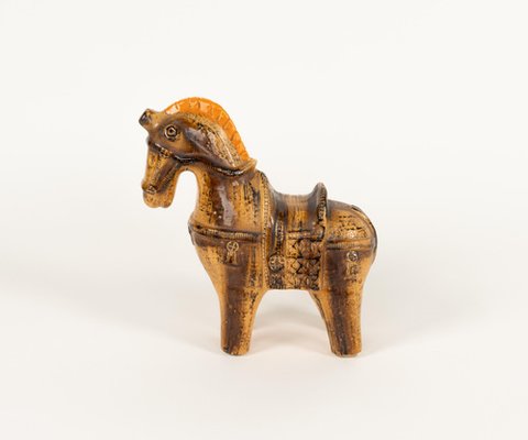 Mid-Century Horse Sculpture in Glazed Ceramic attributed to Aldo