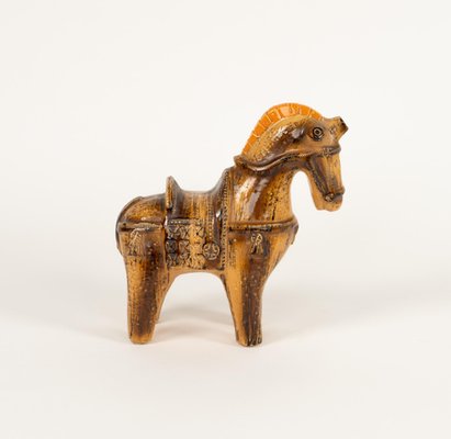 Mid-Century Horse Sculpture in Glazed Ceramic attributed to Aldo