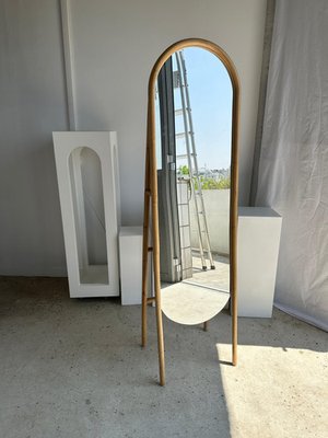 Standspiegel aus Bambus und Rattan bei Pamono kaufen