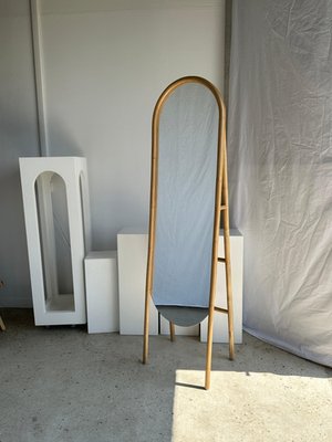 Bamboo and Rattan Standing Mirror for sale at Pamono