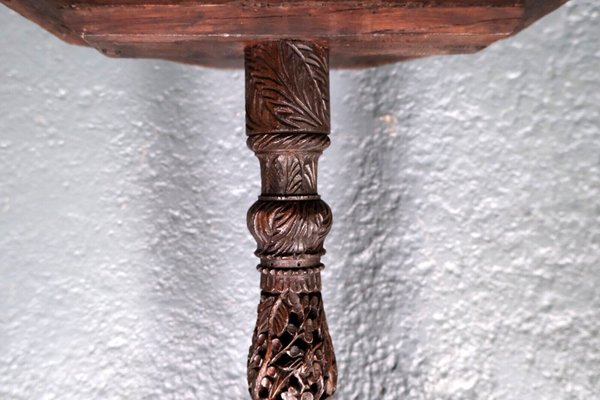 Carved Teak Indian Candlestick - 19th Century Carved Teak Indian Candlestick - 19th Century