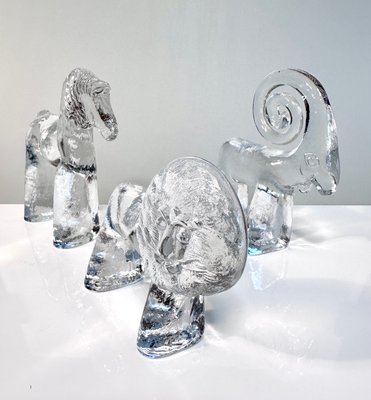 Lion, Ram & Horse Glass Figurines from the Boda Zoo Series