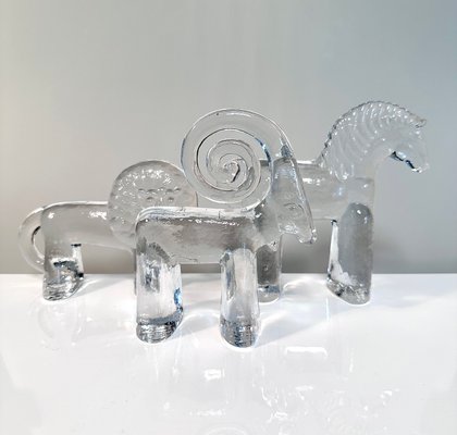 Lion, Ram & Horse Glass Figurines from the Boda Zoo Series