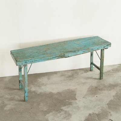 Vintage Wabi Sabi Console Table in Worn Turquoise, 1940s for sale