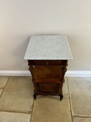 Antique Victorian Mahogany Marble Top Bedside Cabinet 1860 for sale at Pamono