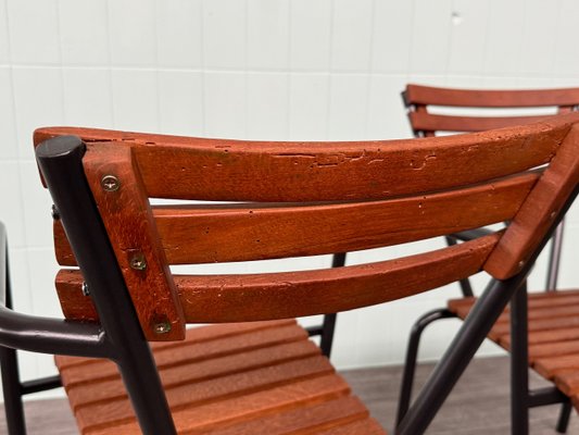 Sedie da bistrò vintage in metallo e legno, Italia, anni '50 in