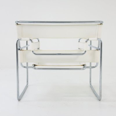 Mid Century White B3 Wassily Lounge Chair by Marcel Breuer for Gavina 1980s