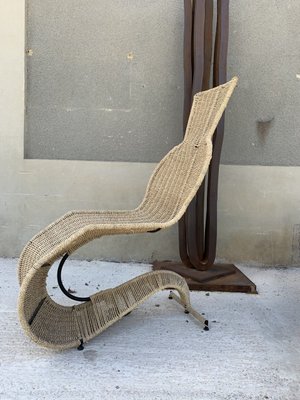 Poltrona Speed ​​in ferro battuto e vimini di Tom Dixon, anni '90