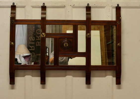 Wall Hanging Triple Mirror Hat and Coat Rack 1890s for sale at Pamono