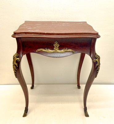 Rare Louis XV Mahogany Tray Top Single Drawer Side Table Rare Louis XV Mahogany Tray Top Single Drawer Side Table