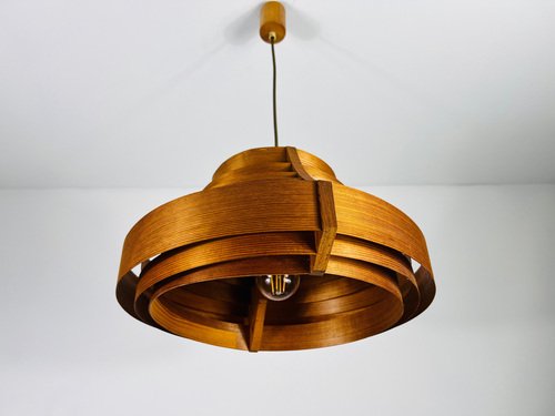 Suspension (plafonnier) Vintage En Bois - Design Hans Agne Jakobsson 'Ellysett' - Années 1960/70