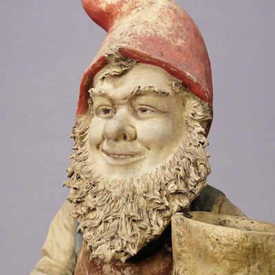 Large Terracotta Garden Gnome with Flower Pot, Germany, 1920s for