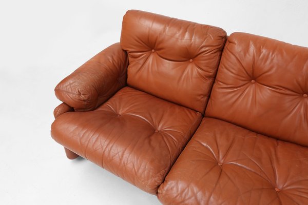 Brown Leather 3-Seater Sofa Coronado by Tobia Scarpa for B&b