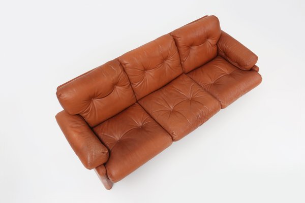 Brown Leather 3-Seater Sofa Coronado by Tobia Scarpa for B&b