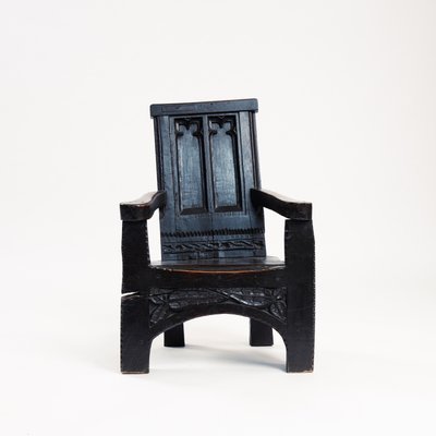 Late Medieval Walnut Sculptural Armchair with Floral Carvings United Kingdom 1600s for sale at Pamono