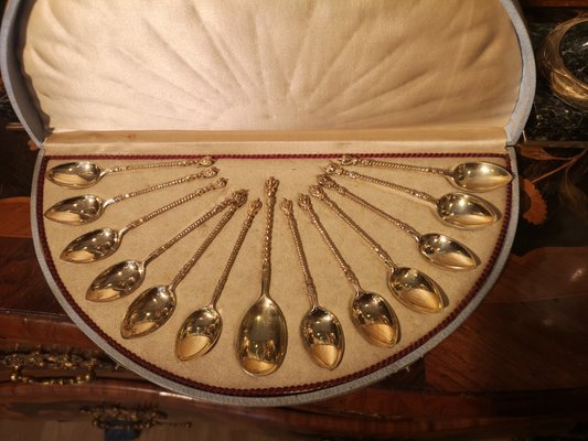 6 Pz/set Cucchiaino da caffè vintage intagliato Cucchiaino Retro in lega di zinco Dessert Caffè Stoviglie Cucchiai Posate (Argento
