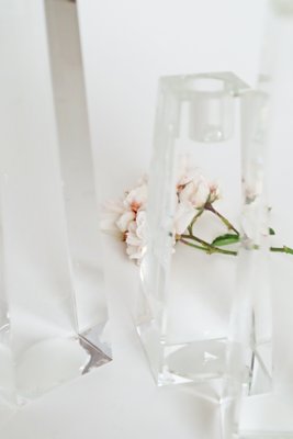 WELTRXE Set 3 Portacandele In Cristallo K5 Champagne: Per Candele Coniche E Tea Light, Design 2 In 1 Sfaccettato