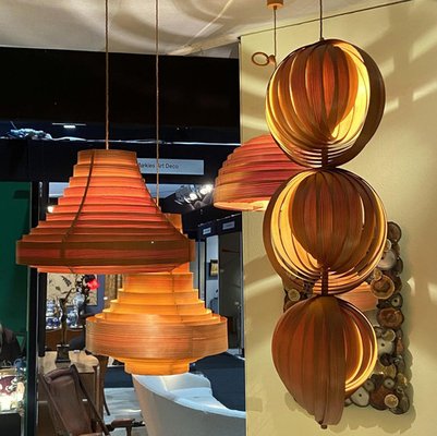 Large Vintage Plywood Lamps attributed to Hans Agne Jacobsson
