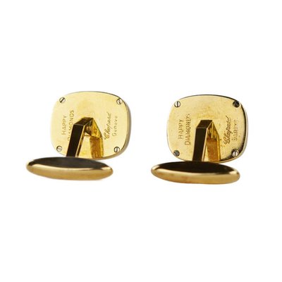 ショパール カフスリンク 18K Chopard Happy Diamond Cufflinks 18k Yellow Gold Rectangular