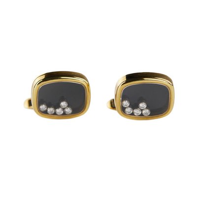 18k Gold Chopard Cufflinks with Diamonds in Original Box