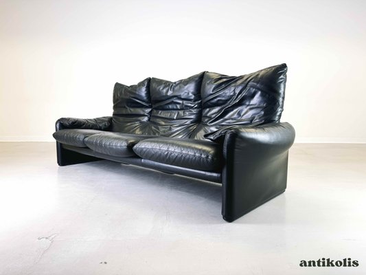 Leather Maralunga 3-Seater Sofa by Vico Magistretti for Cassina