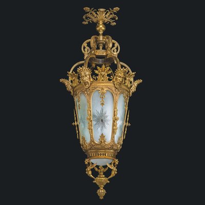 Large 20th Century French Gilt Bronze & Crystal Lanterns, 1890s