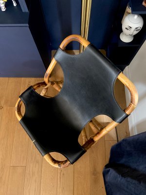 Hngesessel aus Bambus & Leder, 1960er bei Pamono kaufen