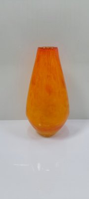 Orange Glass Flower Vase from Karcag, Hungary, 1960s