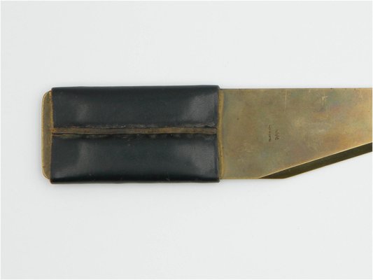 Vintage Letter Opener in Brass with Leather Handle by Carl Auböck